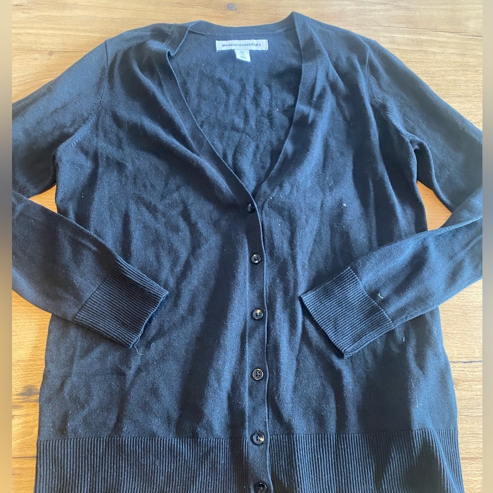 Amazon Essentials Button Down Long Sleeve‎ Cardigan Sweater Black Women’s M Pre